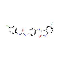 O=C(Nc1ccc(Cl)cc1)Nc1ccc(N=C2C(=O)Nc3ccc(F)cc32)cc1 ZINC000473090768