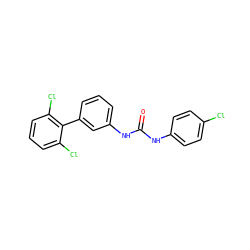 O=C(Nc1ccc(Cl)cc1)Nc1cccc(-c2c(Cl)cccc2Cl)c1 ZINC001772641744