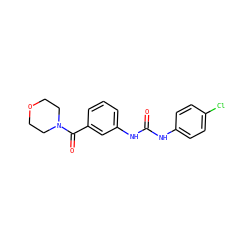O=C(Nc1ccc(Cl)cc1)Nc1cccc(C(=O)N2CCOCC2)c1 ZINC000012404136