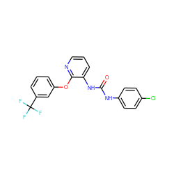 O=C(Nc1ccc(Cl)cc1)Nc1cccnc1Oc1cccc(C(F)(F)F)c1 ZINC000095589681