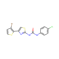 O=C(Nc1ccc(Cl)cc1)Nc1nc(-c2sccc2Br)cs1 ZINC000001403081