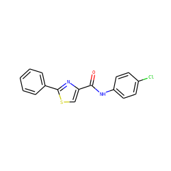 O=C(Nc1ccc(Cl)cc1)c1csc(-c2ccccc2)n1 ZINC000000121753