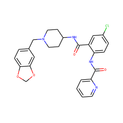 O=C(Nc1ccc(Cl)cc1C(=O)NC1CCN(Cc2ccc3c(c2)OCO3)CC1)c1ccccn1 ZINC000028526391