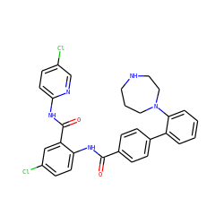 O=C(Nc1ccc(Cl)cc1C(=O)Nc1ccc(Cl)cn1)c1ccc(-c2ccccc2N2CCCNCC2)cc1 ZINC000028085972
