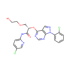 O=C(Nc1ccc(Cl)cn1)[C@H](COCCO)Oc1ncnc2c1cnn2-c1ccccc1Cl ZINC000095920815