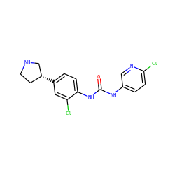O=C(Nc1ccc(Cl)nc1)Nc1ccc([C@@H]2CCNC2)cc1Cl ZINC000149975382