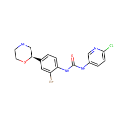 O=C(Nc1ccc(Cl)nc1)Nc1ccc([C@@H]2CNCCO2)cc1Br ZINC000149923571