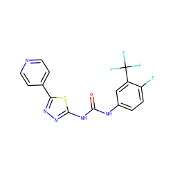 O=C(Nc1ccc(F)c(C(F)(F)F)c1)Nc1nnc(-c2ccncc2)s1 ZINC000096024635