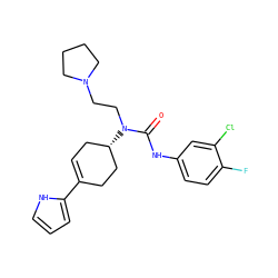O=C(Nc1ccc(F)c(Cl)c1)N(CCN1CCCC1)[C@H]1CC=C(c2ccc[nH]2)CC1 ZINC000028650214