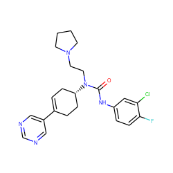O=C(Nc1ccc(F)c(Cl)c1)N(CCN1CCCC1)[C@H]1CC=C(c2cncnc2)CC1 ZINC000028650196