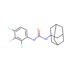O=C(Nc1ccc(F)c(F)c1F)NC12CC3CC(CC(C3)C1)C2 ZINC000043467997