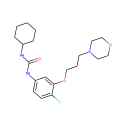 O=C(Nc1ccc(F)c(OCCCN2CCOCC2)c1)NC1CCCCC1 ZINC000043020171