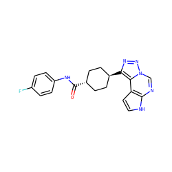 O=C(Nc1ccc(F)cc1)[C@H]1CC[C@H](c2nnn3cnc4[nH]ccc4c23)CC1 ZINC001772625813