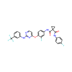 O=C(Nc1ccc(F)cc1)C1(C(=O)Nc2ccc(Oc3ccnc(Nc4cccc(C(F)(F)F)c4)n3)c(F)c2)CC1 ZINC000169350849