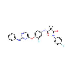 O=C(Nc1ccc(F)cc1)C1(C(=O)Nc2ccc(Oc3ccnc(Nc4ccccc4)n3)c(F)c2)CC1 ZINC000169350843