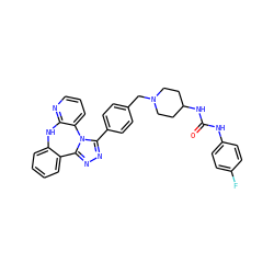 O=C(Nc1ccc(F)cc1)NC1CCN(Cc2ccc(-c3nnc4n3-c3cccnc3Nc3ccccc3-4)cc2)CC1 ZINC000096174098