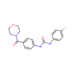 O=C(Nc1ccc(F)cc1)Nc1ccc(C(=O)N2CCOCC2)cc1 ZINC000049050021