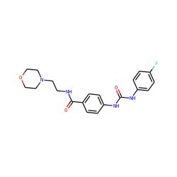 O=C(Nc1ccc(F)cc1)Nc1ccc(C(=O)NCCN2CCOCC2)cc1 ZINC000049053632