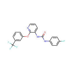 O=C(Nc1ccc(F)cc1)Nc1cccnc1Oc1cccc(C(F)(F)F)c1 ZINC000095588395