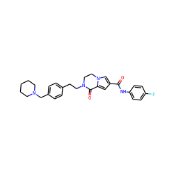 O=C(Nc1ccc(F)cc1)c1cc2n(c1)CCN(CCc1ccc(CN3CCCCC3)cc1)C2=O ZINC000038149873