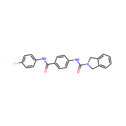 O=C(Nc1ccc(F)cc1)c1ccc(NC(=O)N2Cc3ccccc3C2)cc1 ZINC000166456452