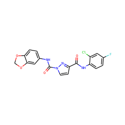 O=C(Nc1ccc(F)cc1Cl)c1ccn(C(=O)Nc2ccc3c(c2)OCO3)n1 ZINC000473086419
