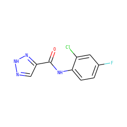 O=C(Nc1ccc(F)cc1Cl)c1cn[nH]n1 ZINC000088383543