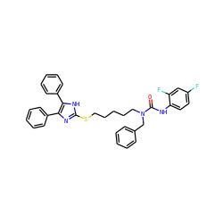 O=C(Nc1ccc(F)cc1F)N(CCCCCSc1nc(-c2ccccc2)c(-c2ccccc2)[nH]1)Cc1ccccc1 ZINC000027098480