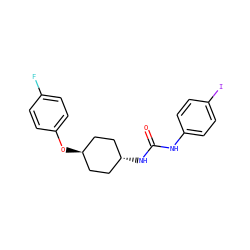 O=C(Nc1ccc(I)cc1)N[C@H]1CC[C@H](Oc2ccc(F)cc2)CC1 ZINC000103235710