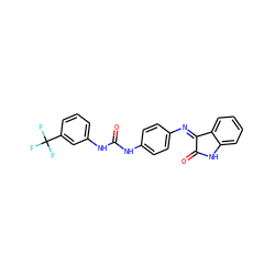 O=C(Nc1ccc(N=C2C(=O)Nc3ccccc32)cc1)Nc1cccc(C(F)(F)F)c1 ZINC000473108881