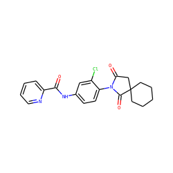 O=C(Nc1ccc(N2C(=O)CC3(CCCCC3)C2=O)c(Cl)c1)c1ccccn1 ZINC000066139475
