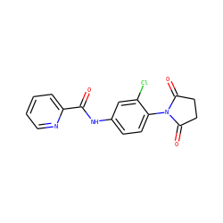 O=C(Nc1ccc(N2C(=O)CCC2=O)c(Cl)c1)c1ccccn1 ZINC000066148732