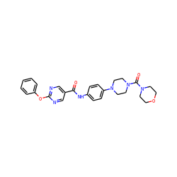 O=C(Nc1ccc(N2CCN(C(=O)N3CCOCC3)CC2)cc1)c1cnc(Oc2ccccc2)nc1 ZINC000084724680