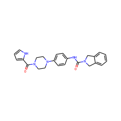 O=C(Nc1ccc(N2CCN(C(=O)c3ccc[nH]3)CC2)cc1)N1Cc2ccccc2C1 ZINC000166353461