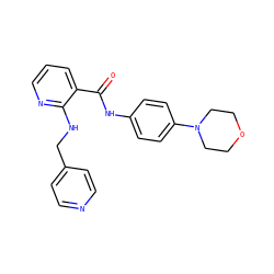 O=C(Nc1ccc(N2CCOCC2)cc1)c1cccnc1NCc1ccncc1 ZINC000113809511