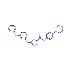 O=C(Nc1ccc(N2CCOCC2)nc1)c1nnc(Nc2cccc(Oc3ccccc3)c2)o1 ZINC000084709903