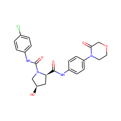 O=C(Nc1ccc(N2CCOCC2=O)cc1)[C@H]1C[C@@H](O)CN1C(=O)Nc1ccc(Cl)cc1 ZINC000113060717