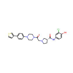 O=C(Nc1ccc(O)c(Cl)c1)[C@@H]1CCN(CC(=O)N2CCN(c3ccc(-c4ccsc4)cc3)CC2)C1 ZINC000148740302