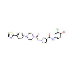 O=C(Nc1ccc(O)c(Cl)c1)[C@@H]1CCN(CC(=O)N2CCN(c3ccc(-c4nccs4)cc3)CC2)C1 ZINC000138473914