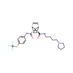 O=C(Nc1ccc(OC(F)(F)F)cc1)[C@@H]1[C@@H]2C=C[C@H]([C@H]1C(=O)NCCCCN1CCCC1)C21CC1 ZINC000168398291