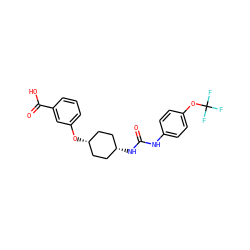 O=C(Nc1ccc(OC(F)(F)F)cc1)N[C@H]1CC[C@@H](Oc2cccc(C(=O)O)c2)CC1 ZINC000101108283