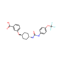 O=C(Nc1ccc(OC(F)(F)F)cc1)N[C@H]1CC[C@H](Oc2cccc(C(=O)O)c2)CC1 ZINC000101108350