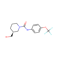 O=C(Nc1ccc(OC(F)(F)F)cc1)N1CCC[C@H](CO)C1 ZINC000045389734