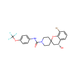 O=C(Nc1ccc(OC(F)(F)F)cc1)N1CCC2(CC1)C[C@@H](O)c1cccc(Br)c1O2 ZINC000068246540