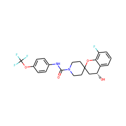 O=C(Nc1ccc(OC(F)(F)F)cc1)N1CCC2(CC1)C[C@@H](O)c1cccc(F)c1O2 ZINC000068246542