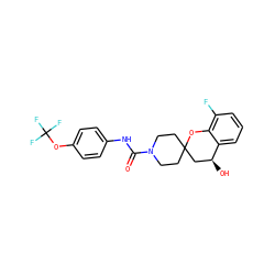 O=C(Nc1ccc(OC(F)(F)F)cc1)N1CCC2(CC1)C[C@H](O)c1cccc(F)c1O2 ZINC000068246541