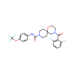 O=C(Nc1ccc(OC(F)(F)F)cc1)N1CCC2(CC1)CN(C(=O)c1c(F)cccc1F)CCO2 ZINC000103230987