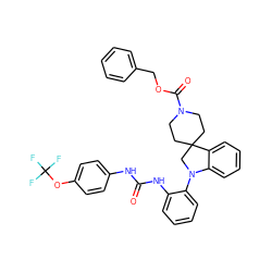 O=C(Nc1ccc(OC(F)(F)F)cc1)Nc1ccccc1N1CC2(CCN(C(=O)OCc3ccccc3)CC2)c2ccccc21 ZINC000103233570