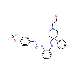O=C(Nc1ccc(OC(F)(F)F)cc1)Nc1ccccc1N1CC2(CCN(CCO)CC2)c2ccccc21 ZINC000103233577