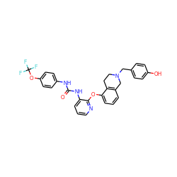 O=C(Nc1ccc(OC(F)(F)F)cc1)Nc1cccnc1Oc1cccc2c1CCN(Cc1ccc(O)cc1)C2 ZINC000103239105